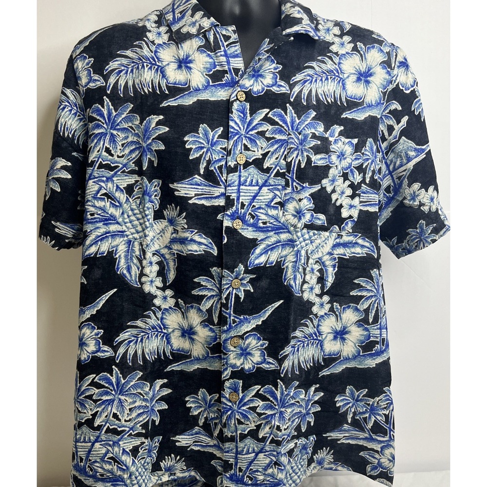 Batik Bay Vintage Men's Large Short Sleeve‎ Button Up Hawaiian Shirt Silk/Rayon